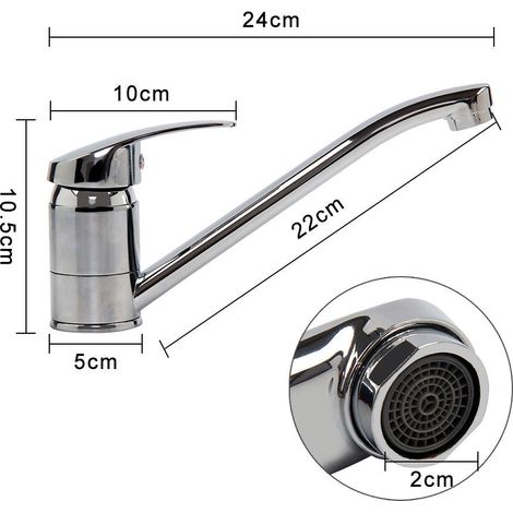 Spültischarmatur, Einhebel-küchenarmatur, 360° Drehbare Küchenarmatur, Warm- Und Kaltwasserschlauch Und Komplettes Zubehör, Messing, Chrom, Silber