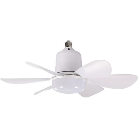 Deckenventilator Mit 30-w-leuchte, Dimmbare E27-led-deckenleuchte Für Schlaf-/wohnzimmer, 3 Windgeschwindigkeiten, 6 Flügel (weiß, 30 W)