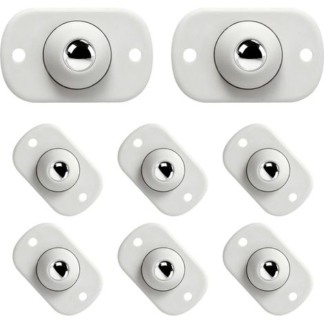 Set Mit 8 Selbstklebenden Mini-lenkrollen (360°), Ideal Für Kleine Haushaltsgeräte, Weiß.