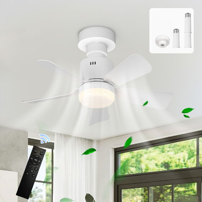 Leiser 45-cm-deckenventilator – 24-w-dimmbare Led-leuchte – Fernbedienung – 4 Geschwindigkeitsstufen – Abs-flügel