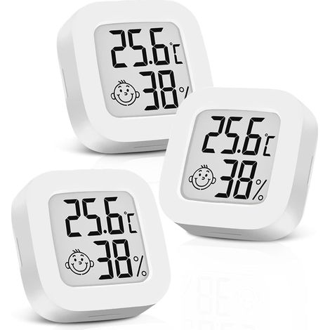 Set Mit 3 Digitalen Thermometern Und Hygrometern, Innenthermometer, Kühlschrankthermometer, Weiß