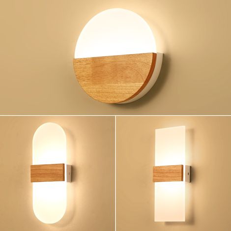Led-wandleuchte Für Den Innenbereich, Ovale Wandleuchte Aus Holz, Moderne 6-w-wandlampe, Warmes Acryllicht, Kinderzimmer, Flur, Kleines Nachtlicht
