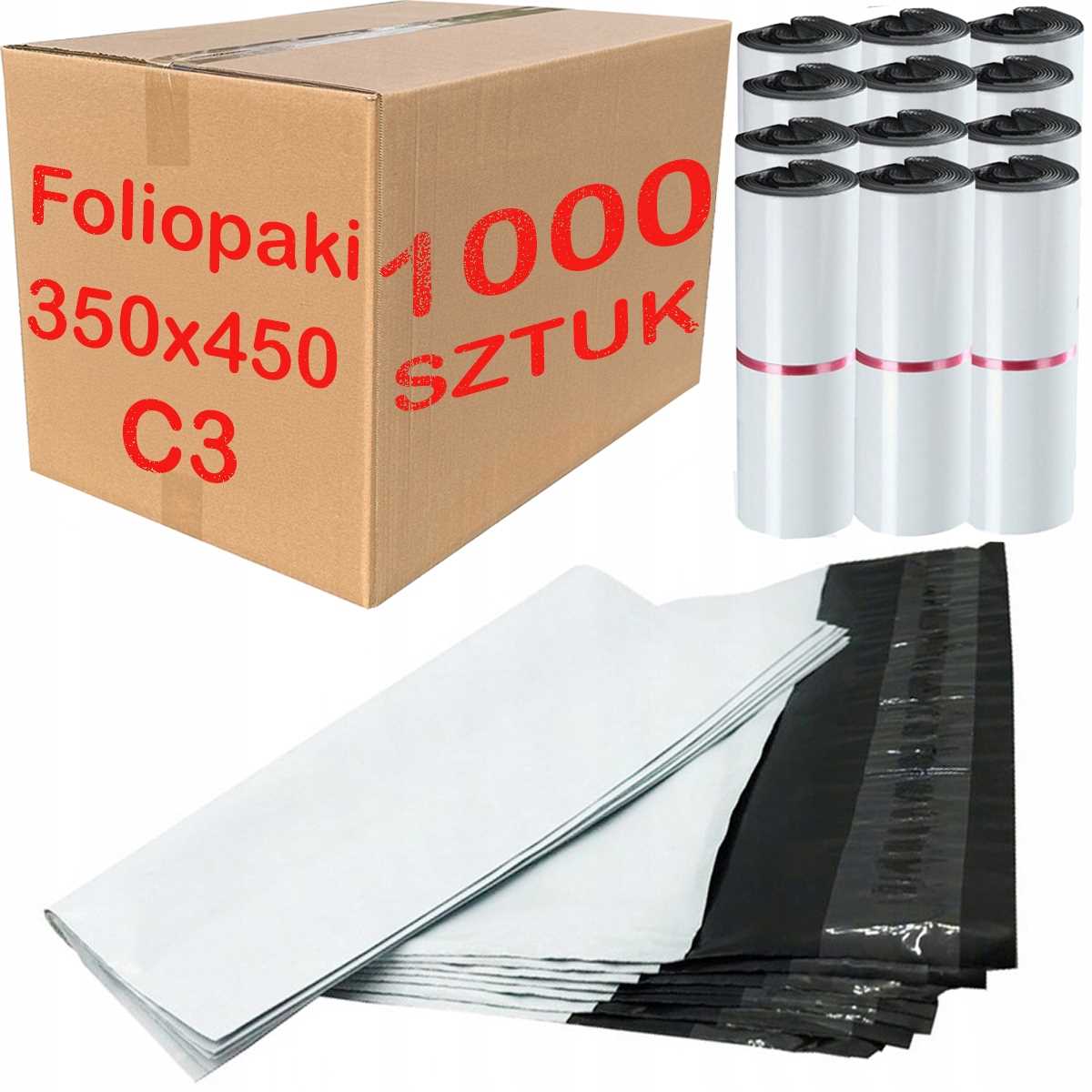 Kurier-poly-versandtaschen Weiß C3 350x450mm - 1000 Stück.