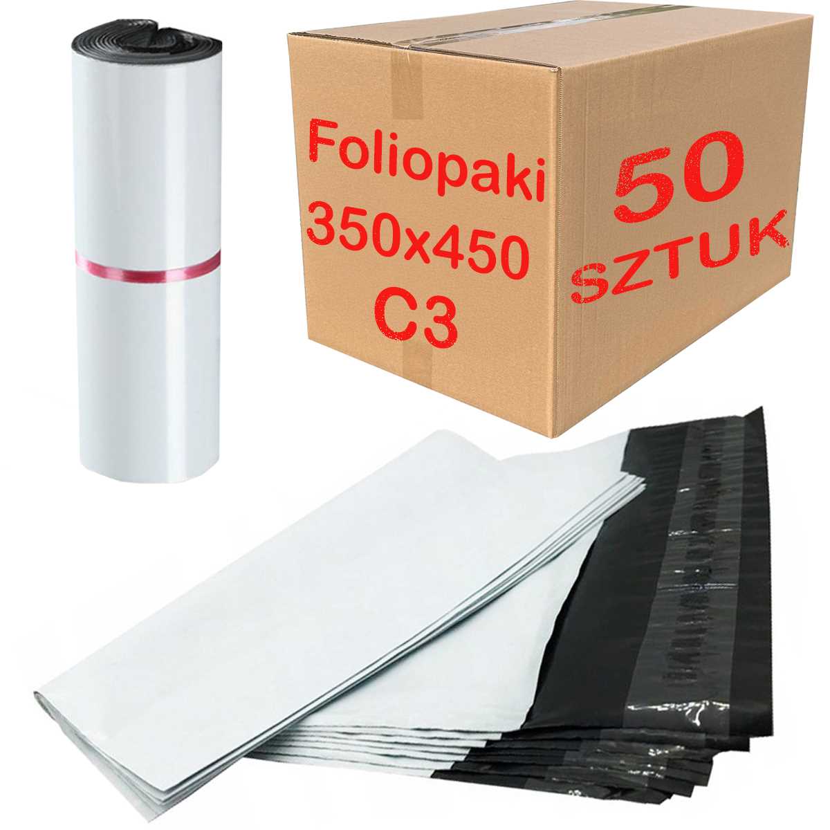 Kurier-poly-versandtaschen Weiß C3 350x450mm - 50 Stück.