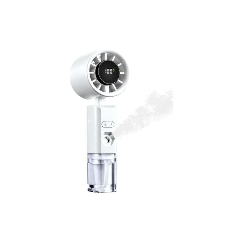 Mini-ventilator Mit Sprühfunktion, 6 Geschwindigkeitsstufen, Wiederaufladbar Über Usb, Kleiner Batteriebetriebener Ventilator Für Urlaub, Büro, Outdoor-aktivitäten, Reiseaccessoire Für Frauen (weiß)