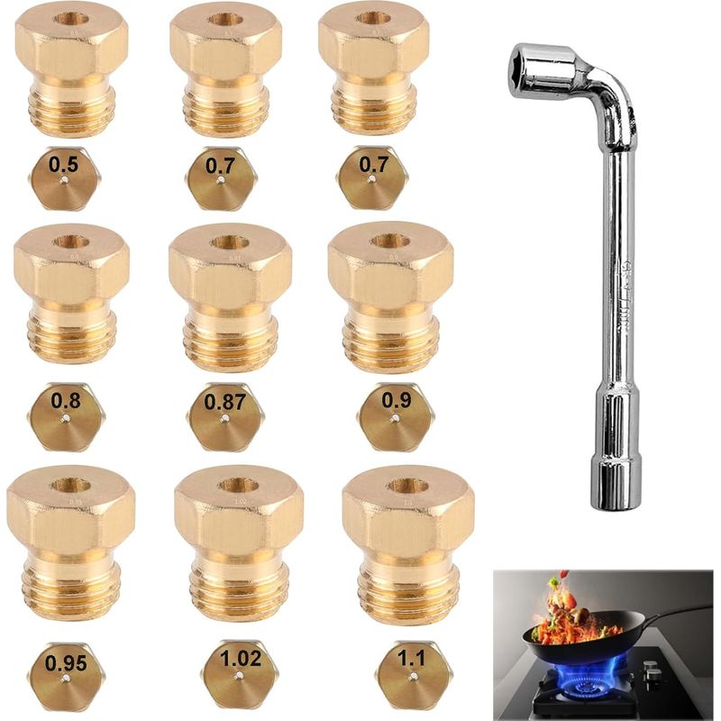 9-teiliges Universal-butangasdüsen-set Mit Schraubenschlüssel, Für Flaschengas, Erdgas, Butangas Und Injektoren