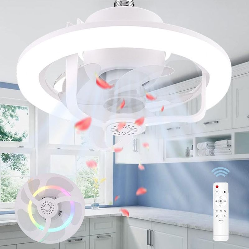 Deckenventilator Mit Licht Und Fernbedienung, Rgb-16-farben-lampe, 28 Cm Kleiner, Leiser Led-deckenventilator Für Schlafzimmer, 3 Geschwindigkeitsstufen