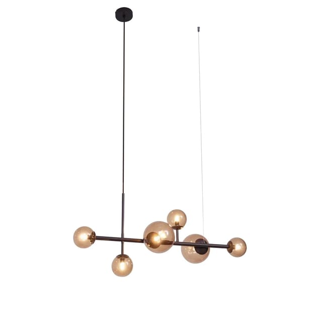 Hotel Chic Hängelampe Dunkelbronze Mit Bronzeglas 6-licht - Monaco