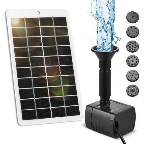 Solarbetriebene Gartenbrunnenpumpe, 4w 5v Solarpanel-set – 200 L/h Fördermenge Mit 6 Modi Und 9 Düsen Für Vogeltränken, Gärten, Höfe, Schwimmbäder Und Aquarien