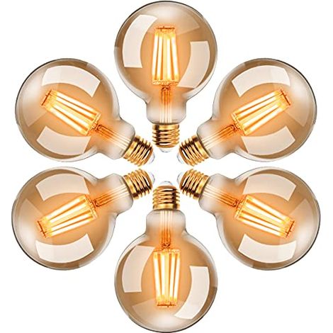 G95 Led-lampe, Warmweißes Licht 2200 K, E27, 40 W, Retro-glühbirne, 6er-pack