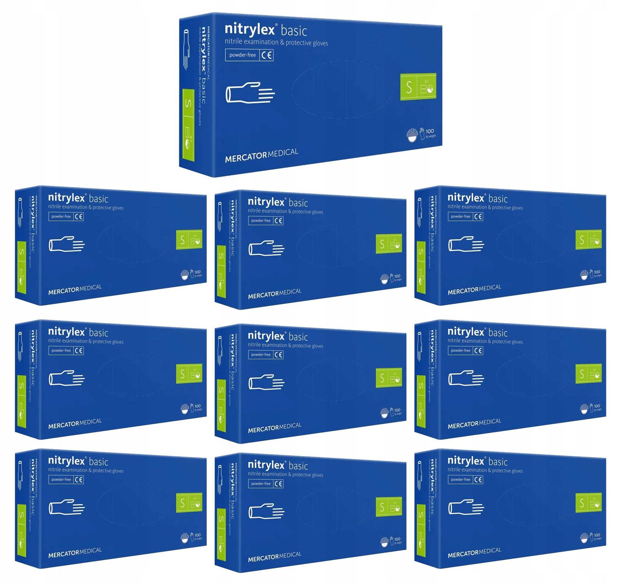 Nitrilhandschuhe 100 Stück. Nitrylex Basic Dunkelblau 7-s - 10 Sets.