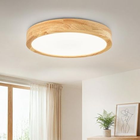 Led-deckenleuchte Aus Naturholz, ∅30cm - Runde Deckenleuchte, Weißes Licht, Einfach Zu Installieren, Geeignet Für Schlafzimmer, Wohnzimmer, Küchen Und Flure.