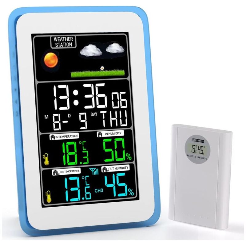Drahtlose Wetterstation Für Den Innen- Und Außenbereich, Drahtlose Wetterstation, Innen- Und Außenthermometer, Hygrometer, Barometer Mit Led-sensor