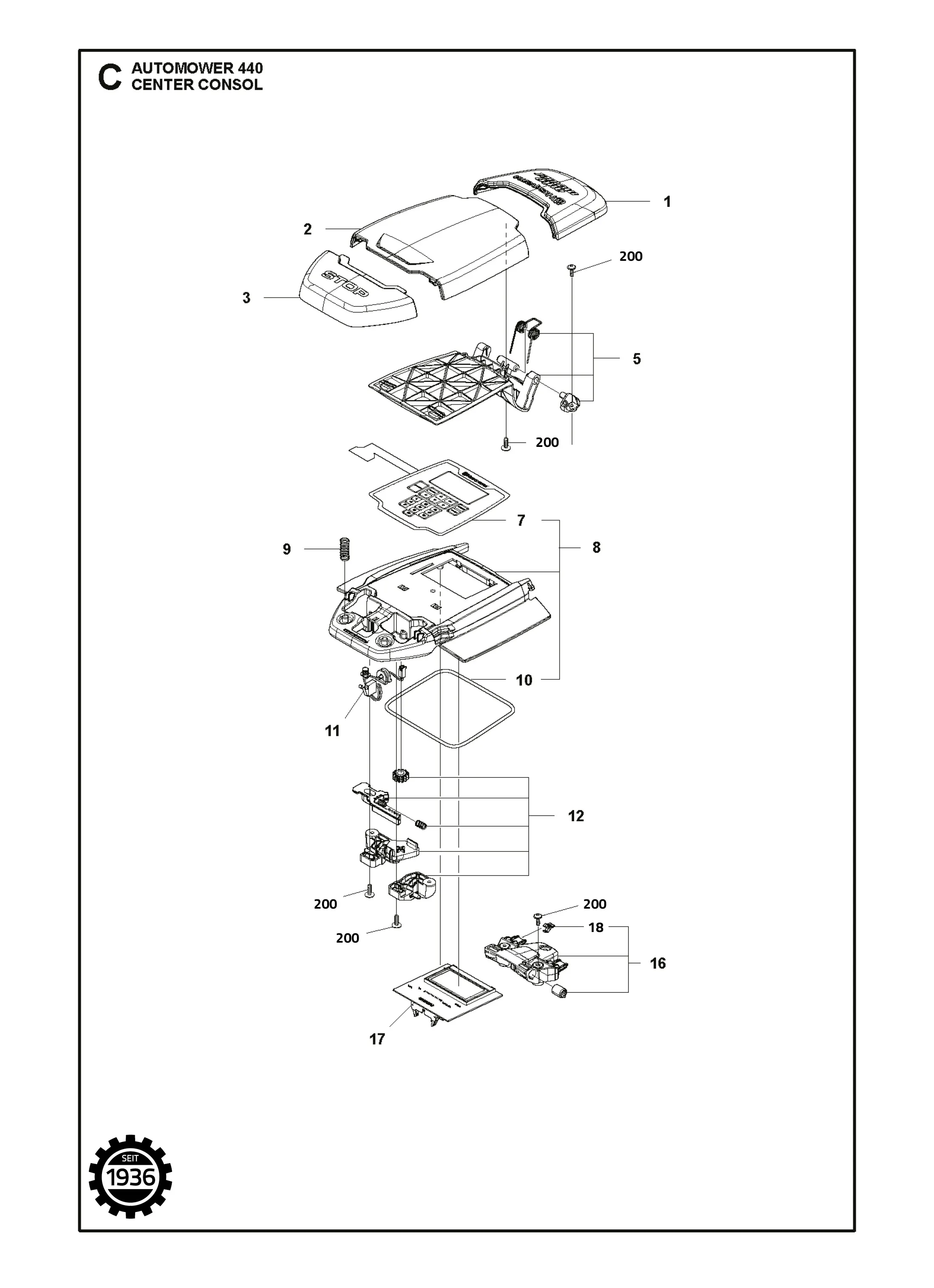 Grau Obere Abdeckung 588797506 Original Husqvarna