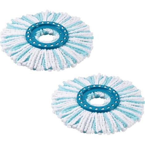 Ersatzkopf (2-teilig) Für Leifheit Clean Twist Scheibenmopp, Ersatz-mikrofaserkante, Blau Und Weiß