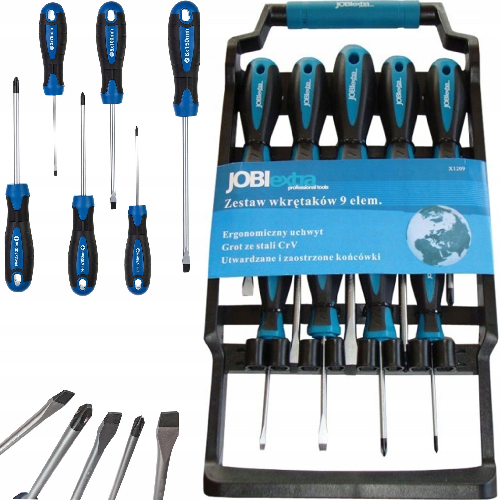 Jobi X1209 Magnetischer Schraubendreher-satz, Wandhalterung, 9-teilig