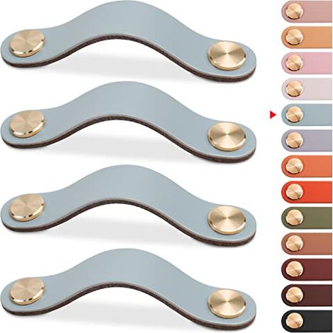 Vier Ledermöbelgriffe, Schranktürgriffe, Geeignet Für Kleiderschränke, Schminktische, Küchen Und Badezimmer (blau, 96 Mm).