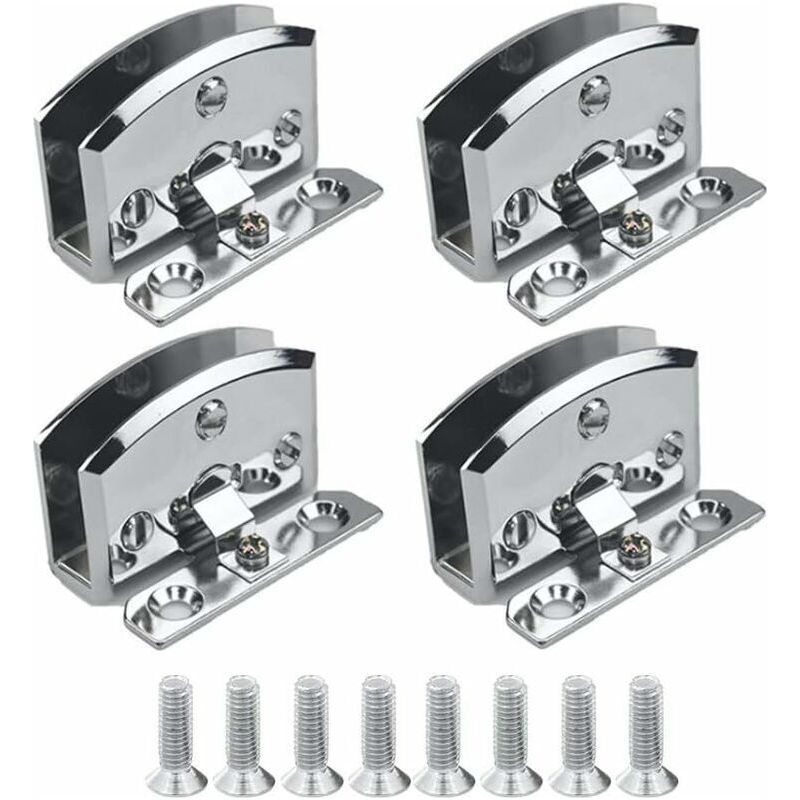 Silberne Glastürscharniere Für Vitrinen, Weinschränke Und Andere Glasschränke. Zum Aufclipsen, Ersatzteile, Geeignet Für 5–8 Mm Dickes Glas – 4 Stück