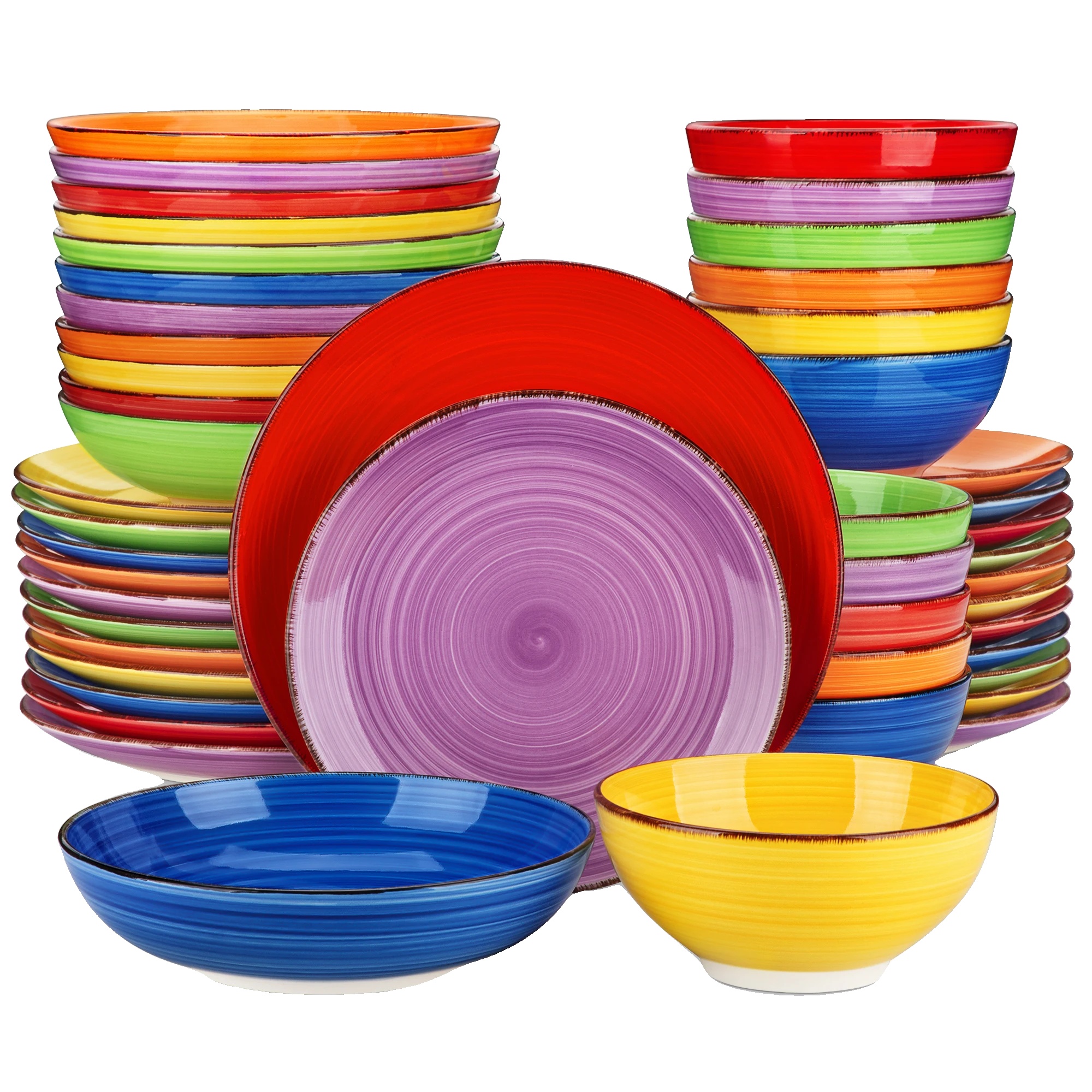 Keramik-essgeschirr-set, Handbemalt, 24-teilig, Farbenfroh