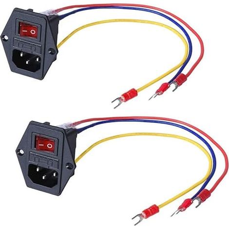 3dman 15a 250v Ein/aus-hebelschalter, Steckdosen-eingangsmodul, 10a-steckersicherungsschalter Mit 3 Drähten, 18 Awg, 3-polig, Iec320 C14 – 2 Stück