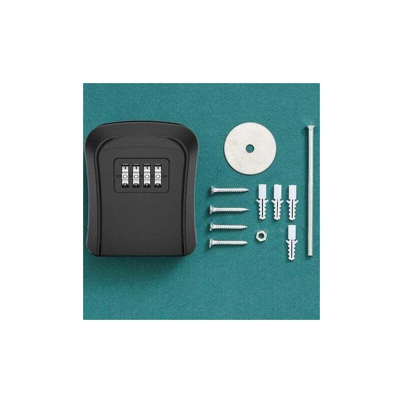 Noir Boîte À Clé Sécurisée, Avec Serrure 4 Chiffres À Code Supérieur Grand Clés Boîte, Étanche À L'Eau Et À La Rouille,boite A Clef Mural Pour Une Utilisation En Intérieur Et En Extérieur.