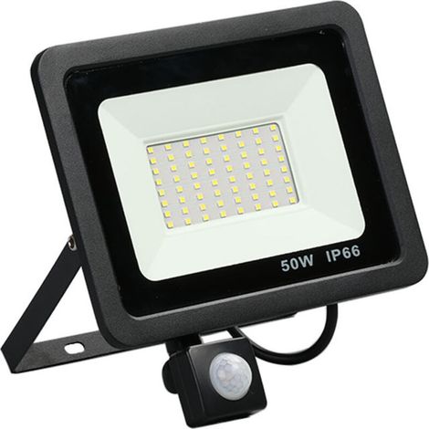 Qiyao – 50-w-led-außenstrahler Mit Bewegungsmelder – Ip67 Wasserdicht – 5000 Lumen – 7000 K Weiß – Erfassungsbereich Bis Zu 10 M – 5000 Lm