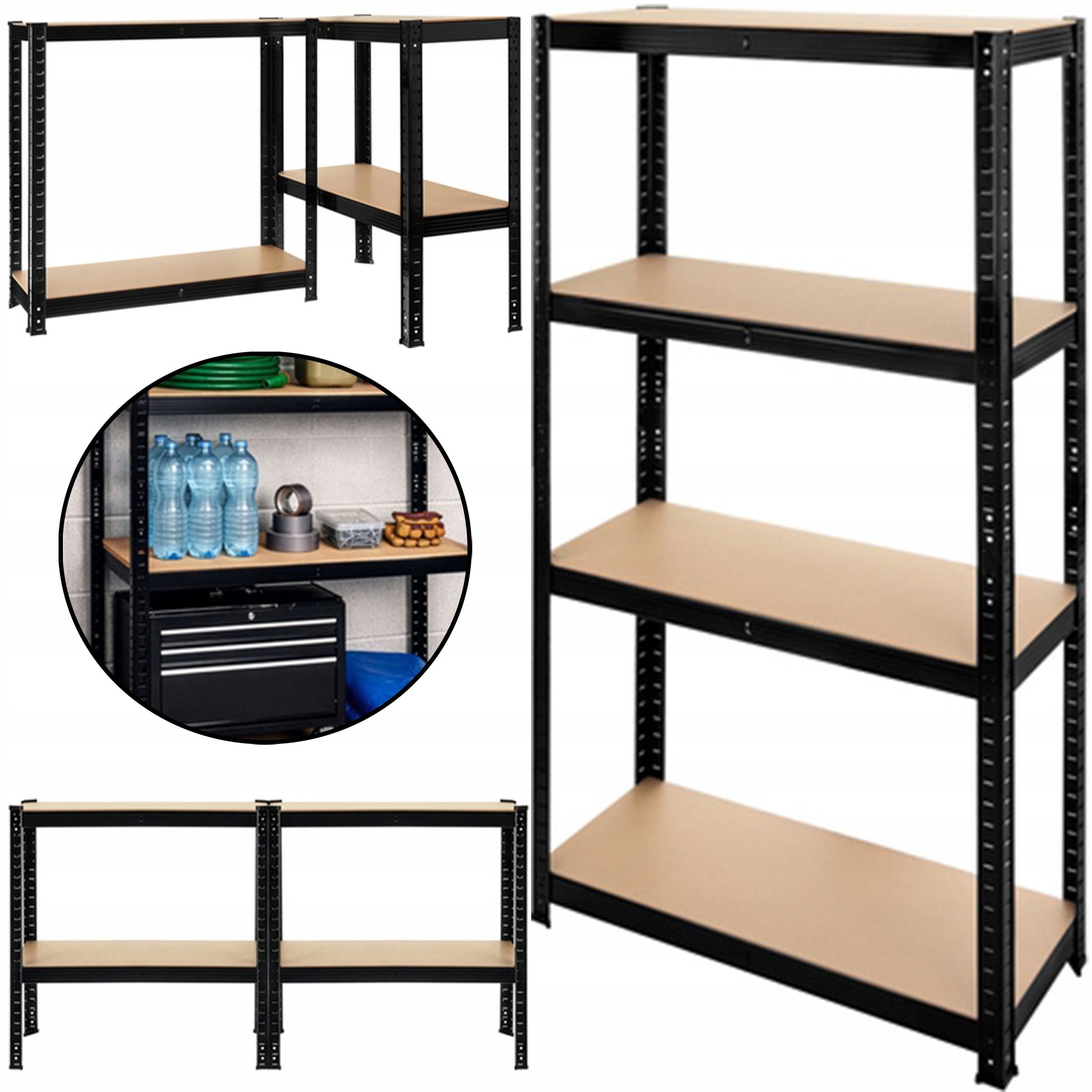 Pako Lagerregal Schwarz 150x75x30 4 Regalböden 700 Kg