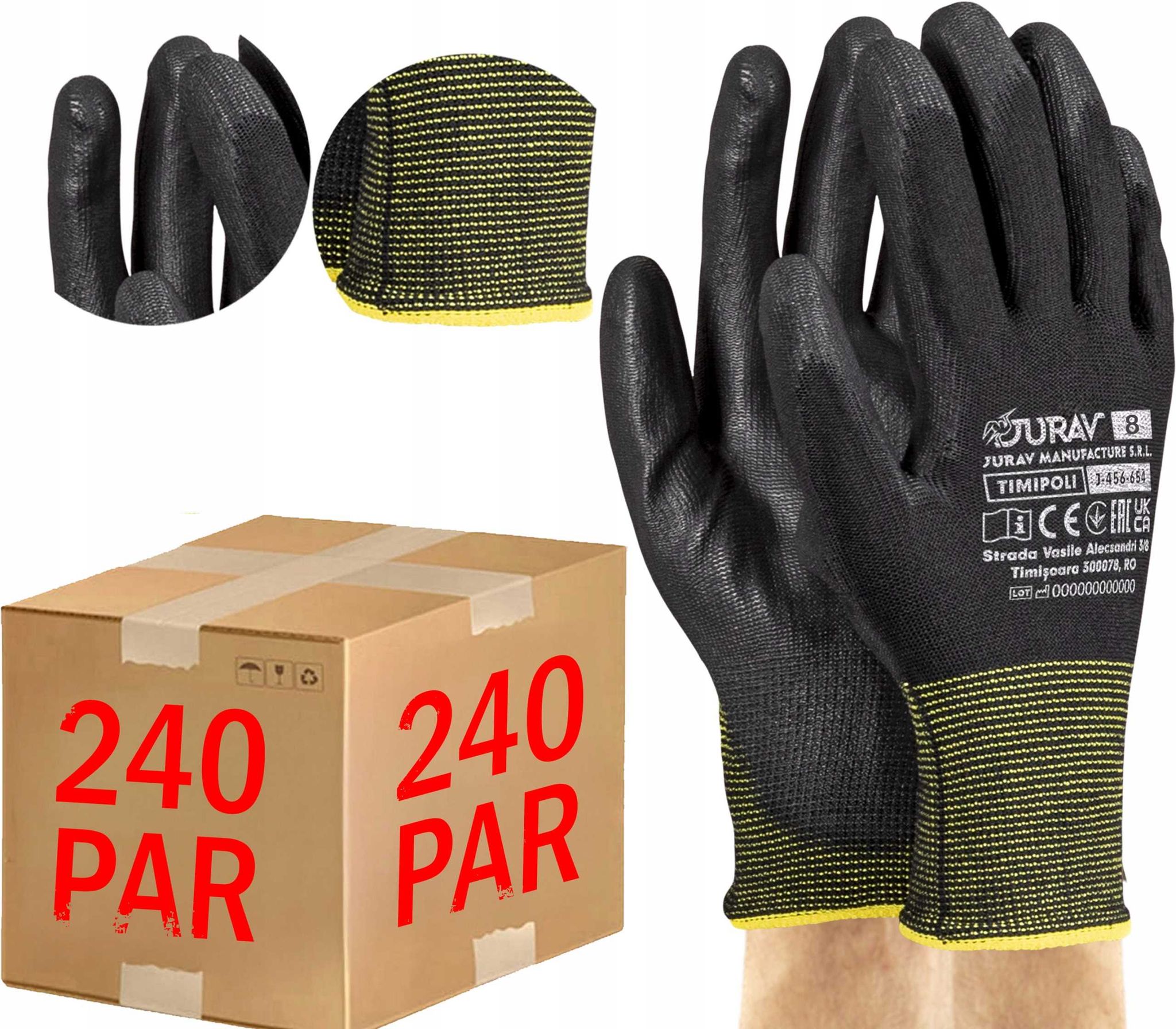 Schwarze Arbeitshandschuhe J-timipolibb8-m - 240 Paar