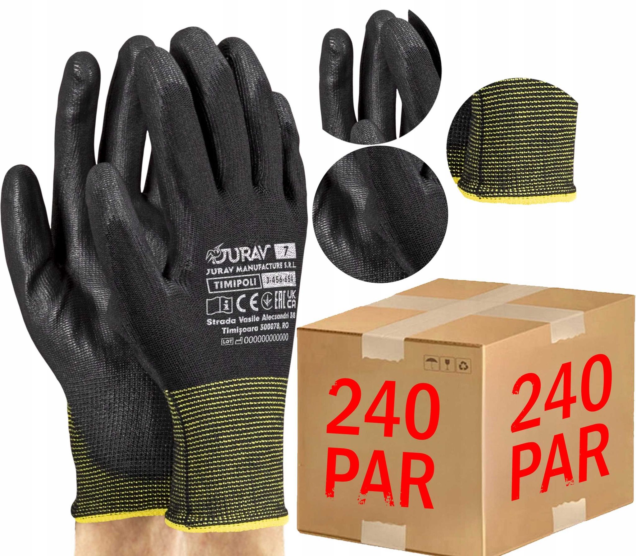 Schwarze Arbeitshandschuhe J-timipolibb7-s - 240 Paar