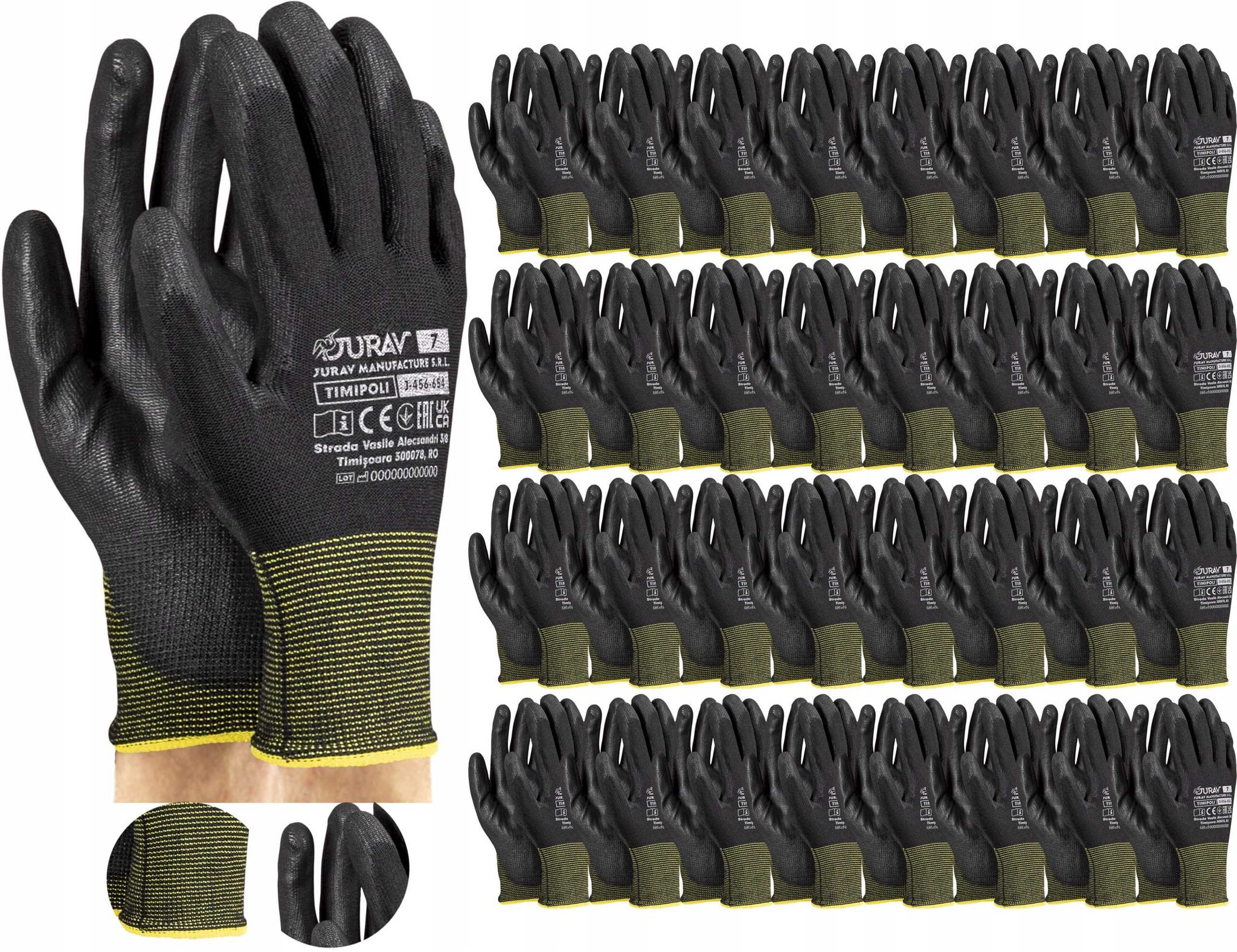 Schwarze Arbeitshandschuhe J-timipolibb7-s - 120 Paar