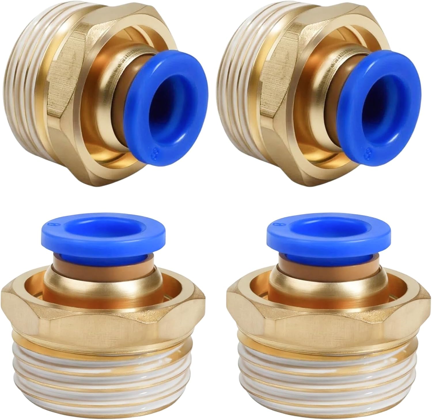 Pneumatikverschraubung – 4 Stück – Kupfer Und Kunststoff – Steckverbindung – Für Luftkompressoren – 8 Mm, Blau