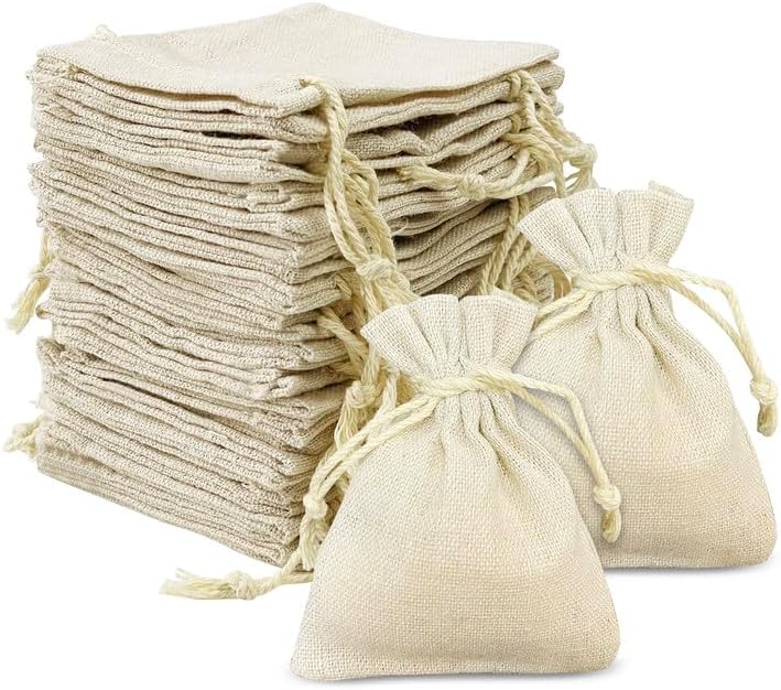 Gastgeschenktüten Aus Baumwolle – 24 Stück – Naturleinen – Kordelzugverschluss – Für Hochzeiten Und Partys – 8 X 10 Cm