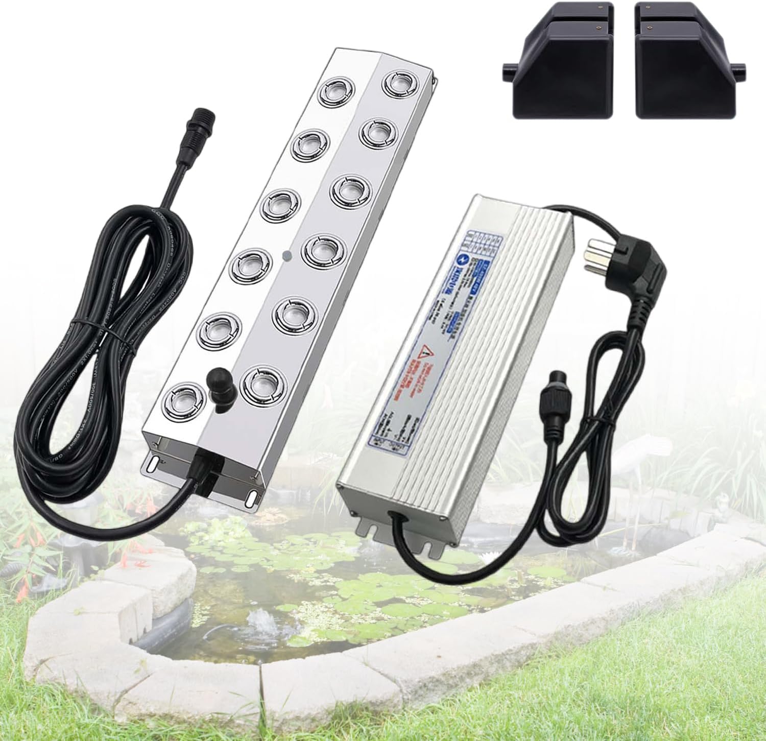 Ultraschall-sprühgerät Mit 12 Düsen – Durchflussrate 9 L/h – Edelstahl – Mit Schwimmboje – Für Teiche, Gärten Und Gewächshäuser
