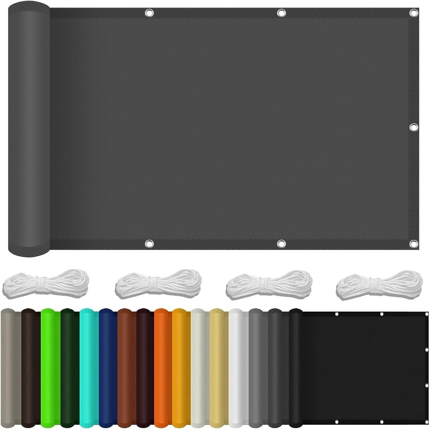 Balkon-sichtschutz – 1-teilig – Polyester – 98 % Uv-schutz – Für Terrasse Und Garten – 80 X 350 Cm, Dunkelgrau