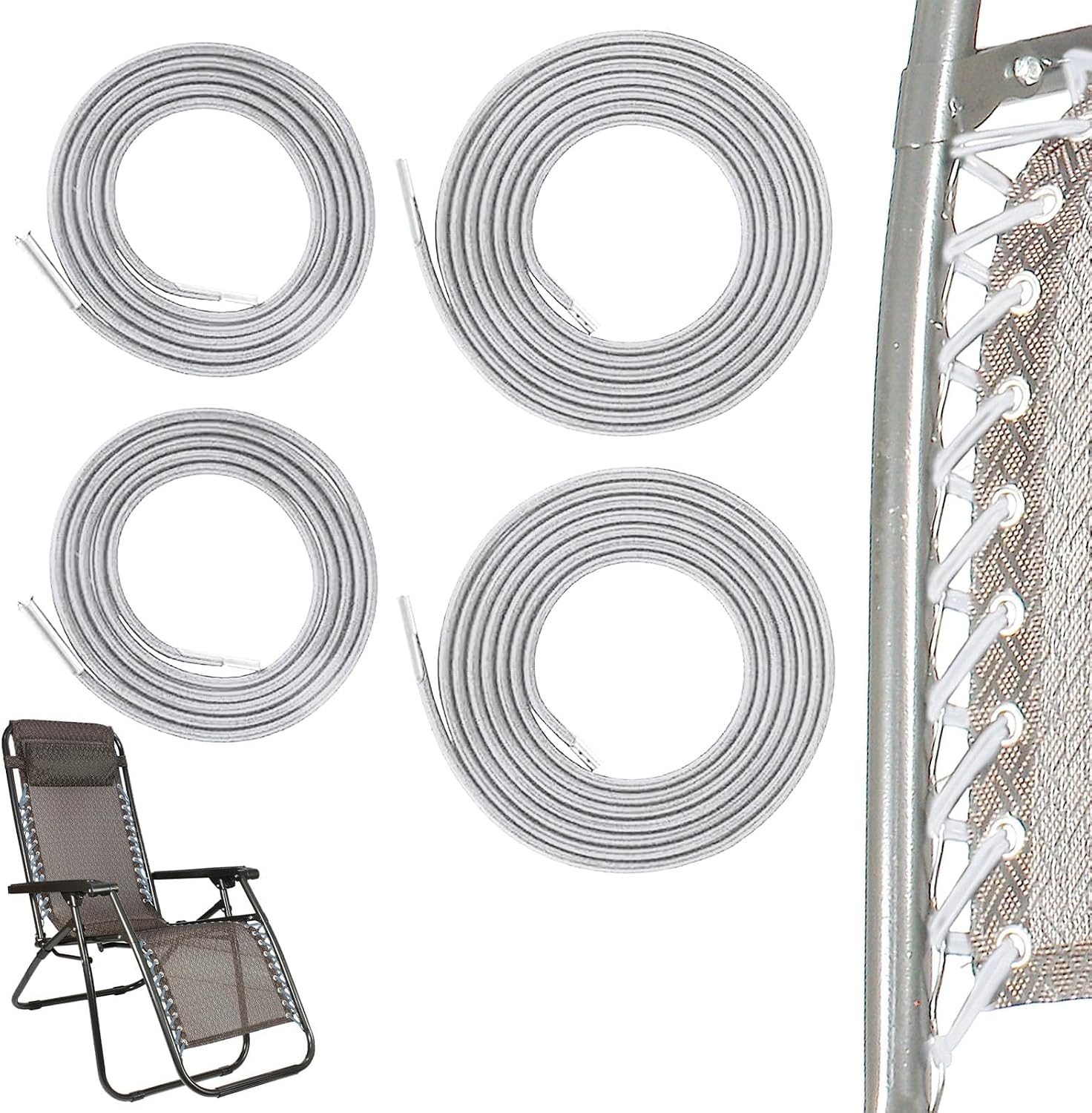 Elastische Liegengurte – 4er-set – Strapazierfähiges Latex – Für Zero-gravity-liegen – Garten Und Strand – Grau