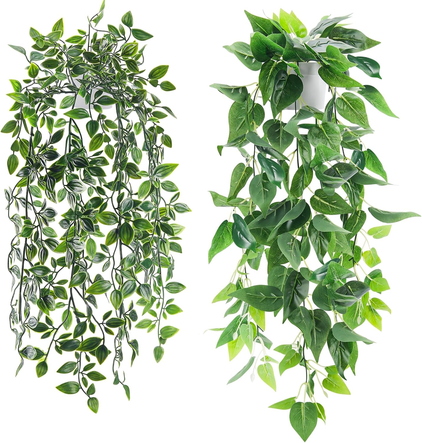 Künstliche Pflanze – 2er-set – Kunststoff – Dekoration Für Drinnen Und Draußen – Wohnzimmer, Büro, Garten – Grün