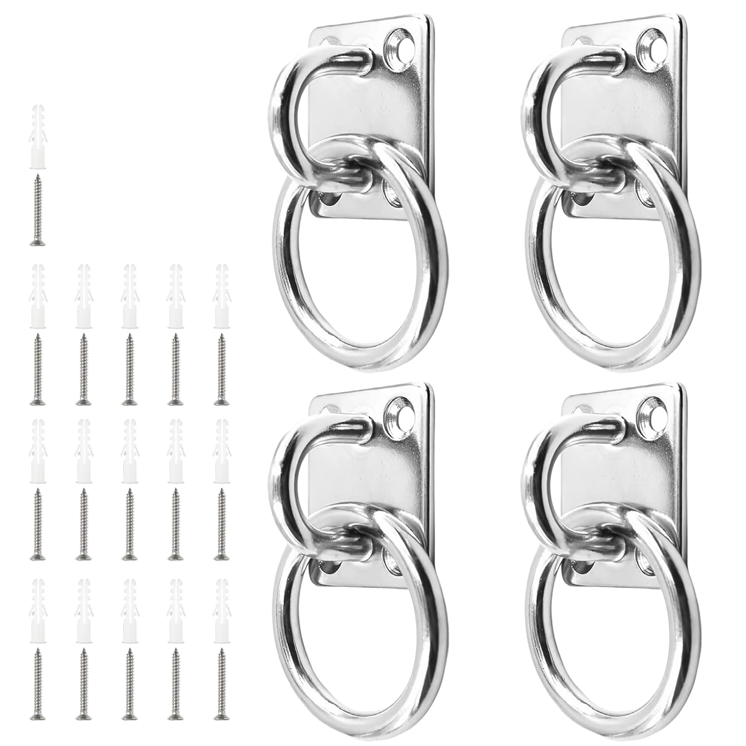 Befestigungsring – 4er-pack – Edelstahl – 6-mm-öse – Für Pfosten Und Wände – Silber