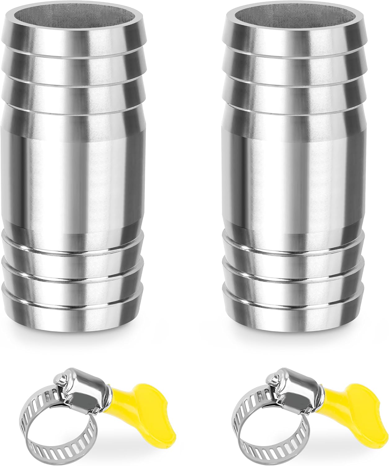 Schlauchanschluss – 2 Stück – Edelstahl 304 – 34 Mm Gerader Anschluss – Für Wasser, Luft Und Kraftstoff