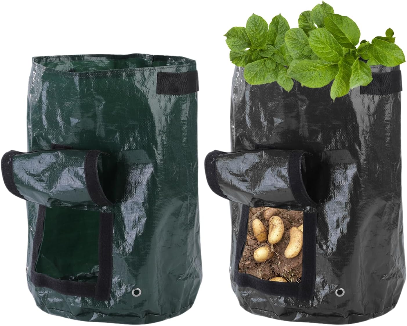Pflanzsäcke – 2er-set – Polyethylen – Mit Deckel Und Griffen – Für Kartoffeln Und Gemüse – 35 X 45 Cm
