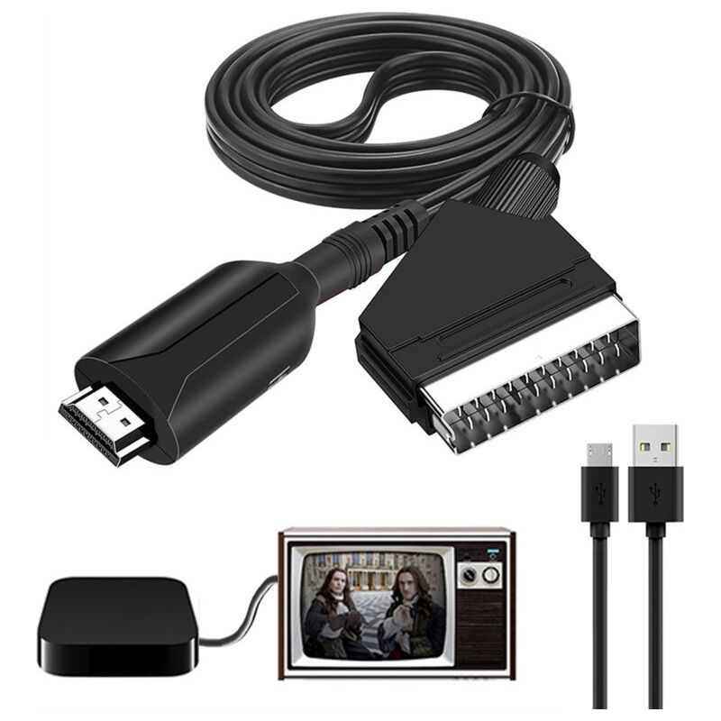 Scart-zu-hdmi-konverter – 1080p-auflösung – Kompatibel Mit Fernsehern, Videorecordern Und Blu-ray-playern – 1 M Kabellänge