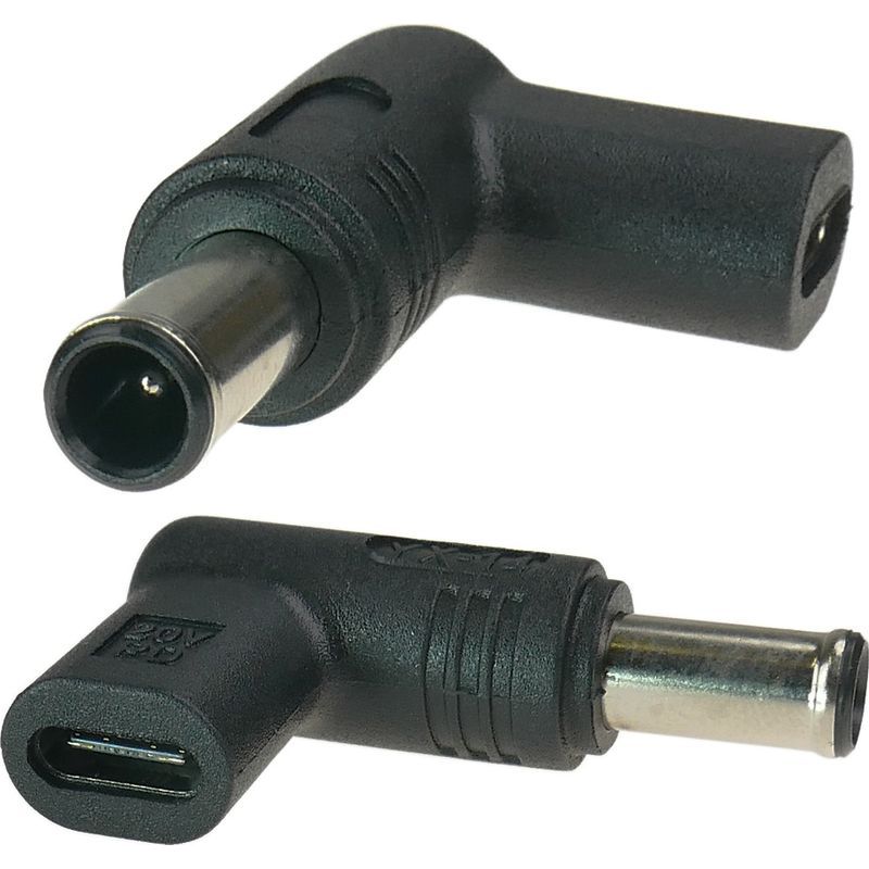 Usb-c-adapter Zur Stromversorgung Eines Laptops Mit Einer 6,4 X 4,4 Mm Klinkenbuchse.