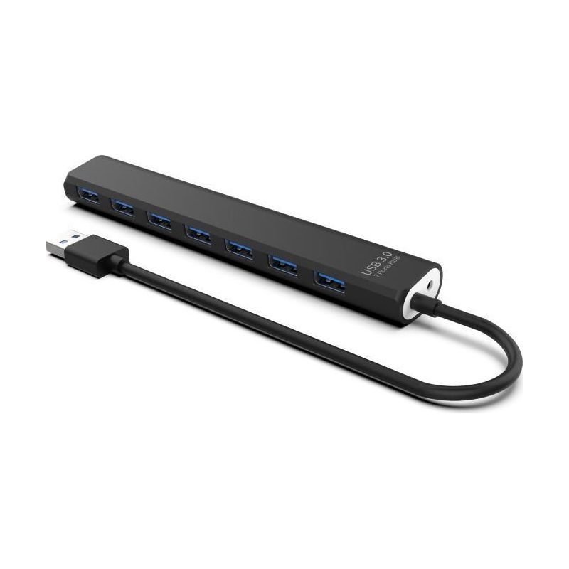 Usb 3.0 Hub – 7 Anschlüsse – 5 Gbit/s Übertragungsgeschwindigkeit – Kompatibel Mit Windows, Mac Und Linux – Für Büro Und Zuhause – 1 Stück