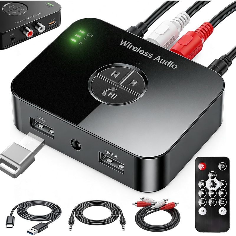 Bluetooth-adapter Für Stereoanlagen: Bluetooth 6.0-audioadapter, Bluetooth-transmitter Mit 3,5-mm-klinkenkabel, Bluetooth-aux-adapter Mit Fernbedienung, Audio-transmitter Mit