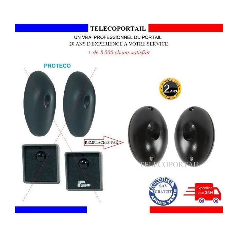 Fotozellen-set – Kompatibel Mit Proteco Prf3602/prf341/prf2402 – Infrarot – 10 M Reichweite – 12–26 V Ac/dc