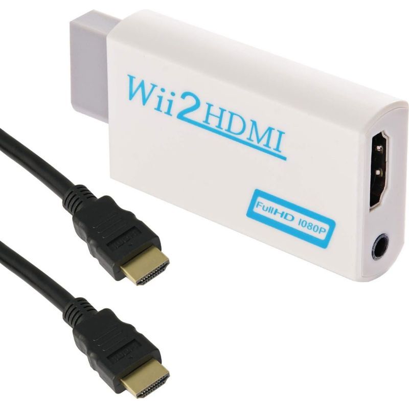 Wii-zu-hdmi-adapter – 1080p/720p-hd-konverter – Mit 3,5-mm-stereo-audioanschluss Und 1,5-m-kabel – Unterstützt Ntsc/pal-formate – Für Smart-tvs Und Hdtvs – Weiß