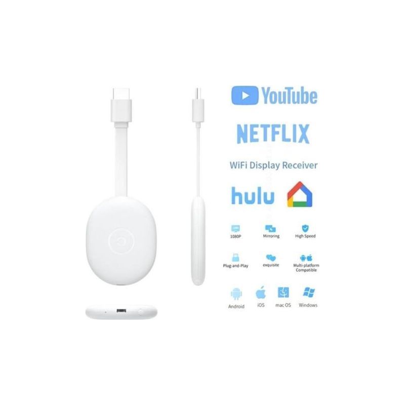 Hdmi-dongle Für Drahtlose 1080p-bildschirmspiegelung – Weiss – Kompatibel Mit Android, Chromecast Und Hdmi-displays, Integrierter Wlan-empfänger