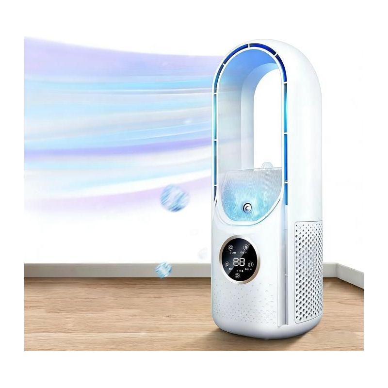Rotorblattloser Ventilator, 6 Geschwindigkeitsstufen, Timer, Led-anzeige, Kühlung Und Luftbefeuchtung, Sprühnebelfunktion, Heimventilator