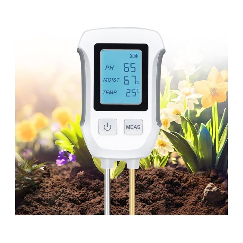 Ecleanfy – 3-in-1 Bodentester, Temperatur- Und Ph-tester Für Pflanzen, Hygrometersensor, Mit Hintergrundbeleuchtetem Lcd-display