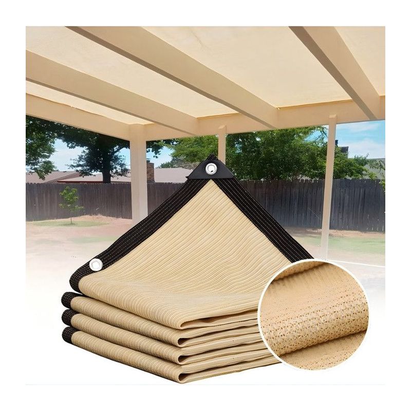 Ecleanfy - 3 X 4 M, Sonnensegel, 90% Uv-schutz, Perforierter Sonnenschutz, Wärmedämmung, Sonnenschutz, Beige (größe: 3 X 4 M)