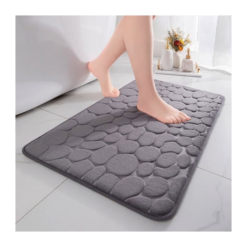 Ecleanfy – Dunkelgraue Badematte, Hoch Saugfähig, Rutschfest, Mit Memory-schaum Gefüllt, Ideal Fürs Badezimmer, 50 X 80 Cm